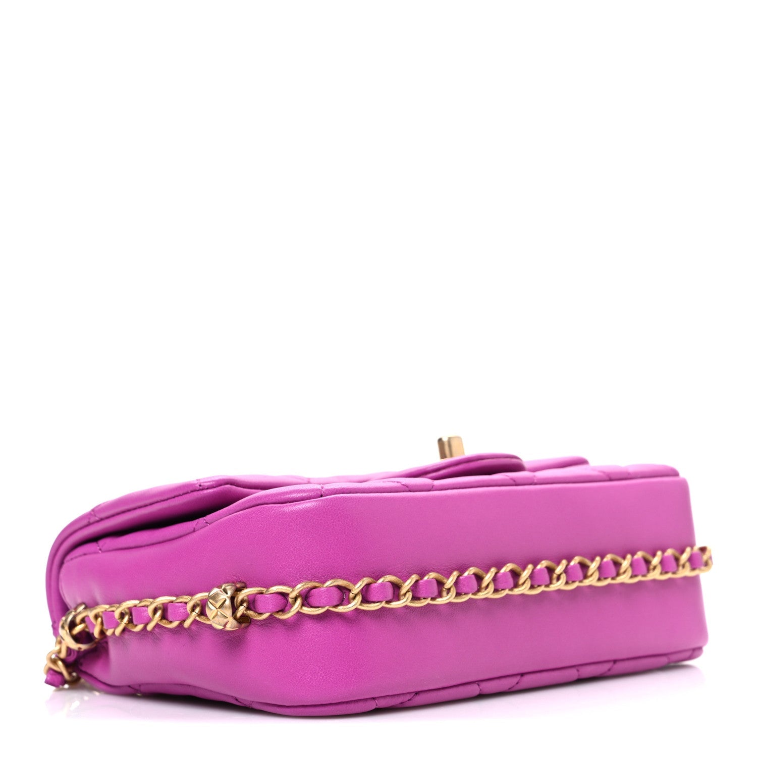 Lambskin Quilted CC Small Dynasty Flap Purple