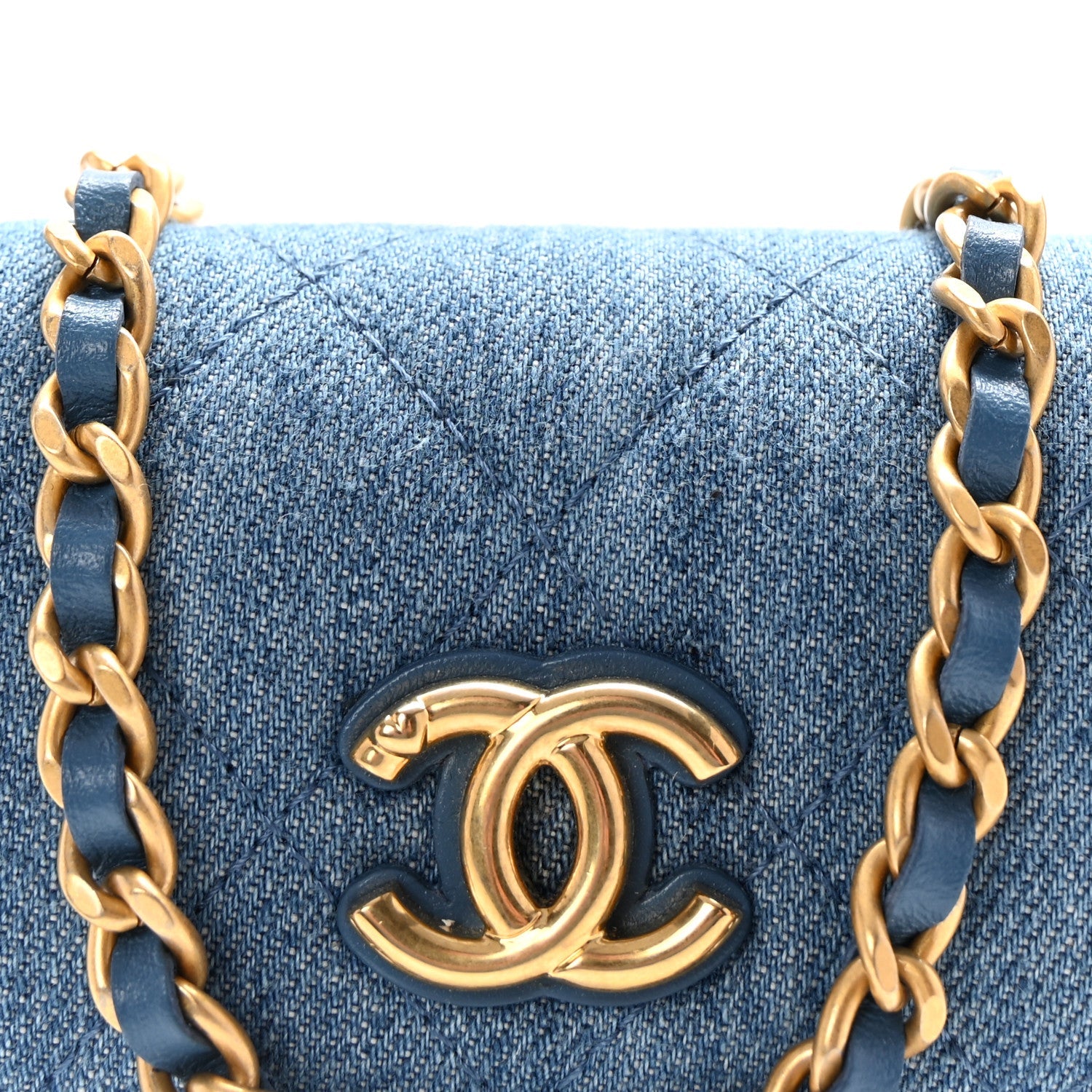 Denim Quilted Flap Mini Crossbody Blue