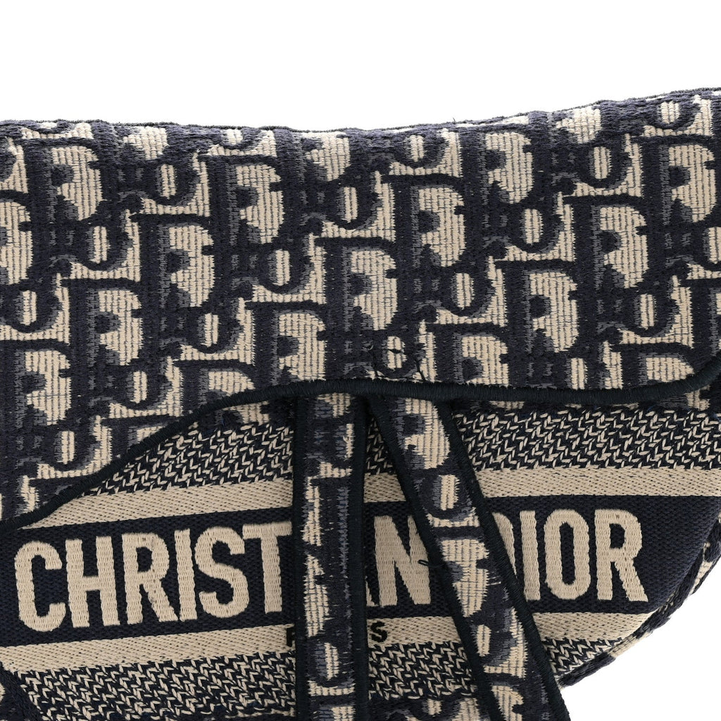 Oblique Embroidered Saddle Bag Blue