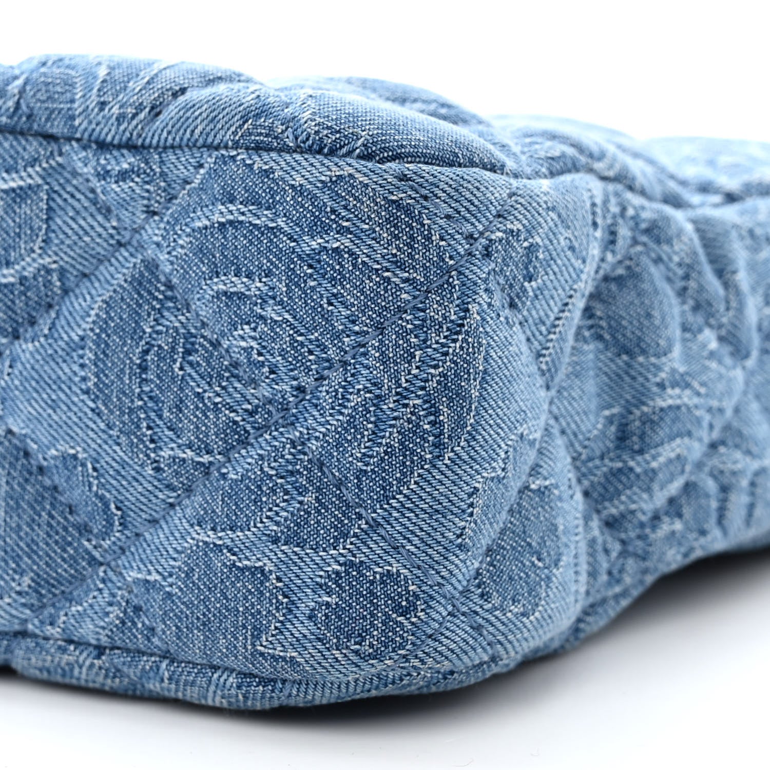 Denim Quilted Camellia Sweetheart Small Hobo Blue