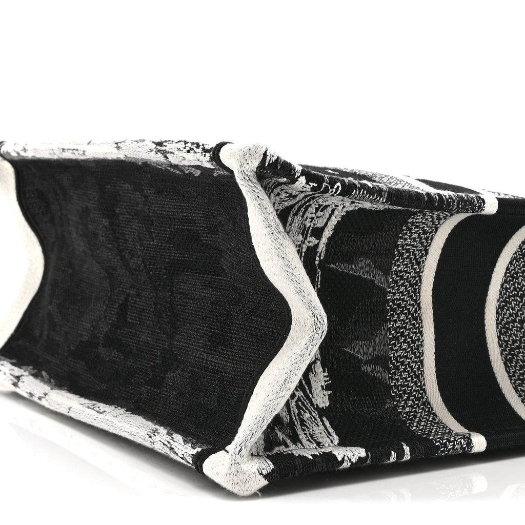 Canvas Embroidered Medium Paris Book Tote Black White