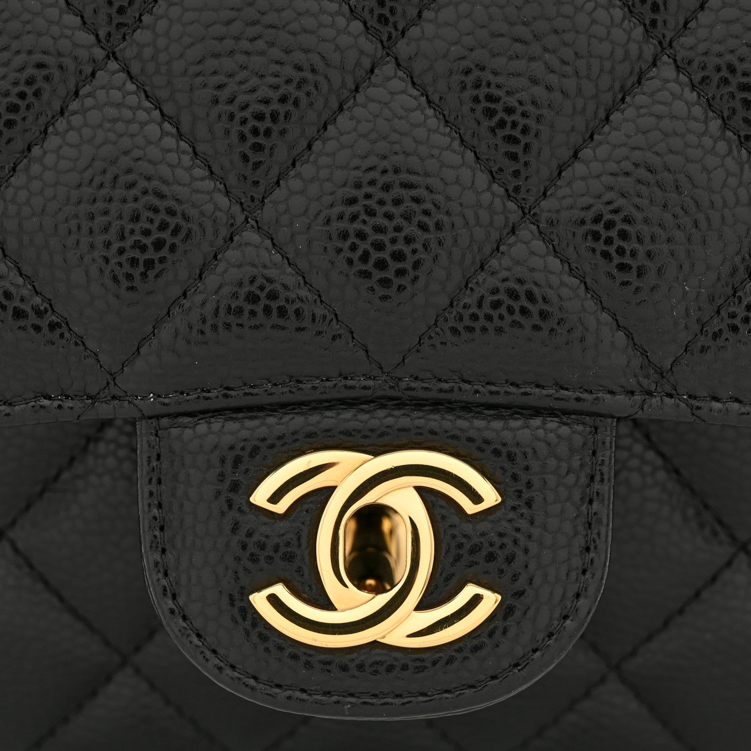 Caviar Quilted Medium Double Flap Black