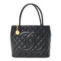 Caviar Quilted Medallion Tote Black