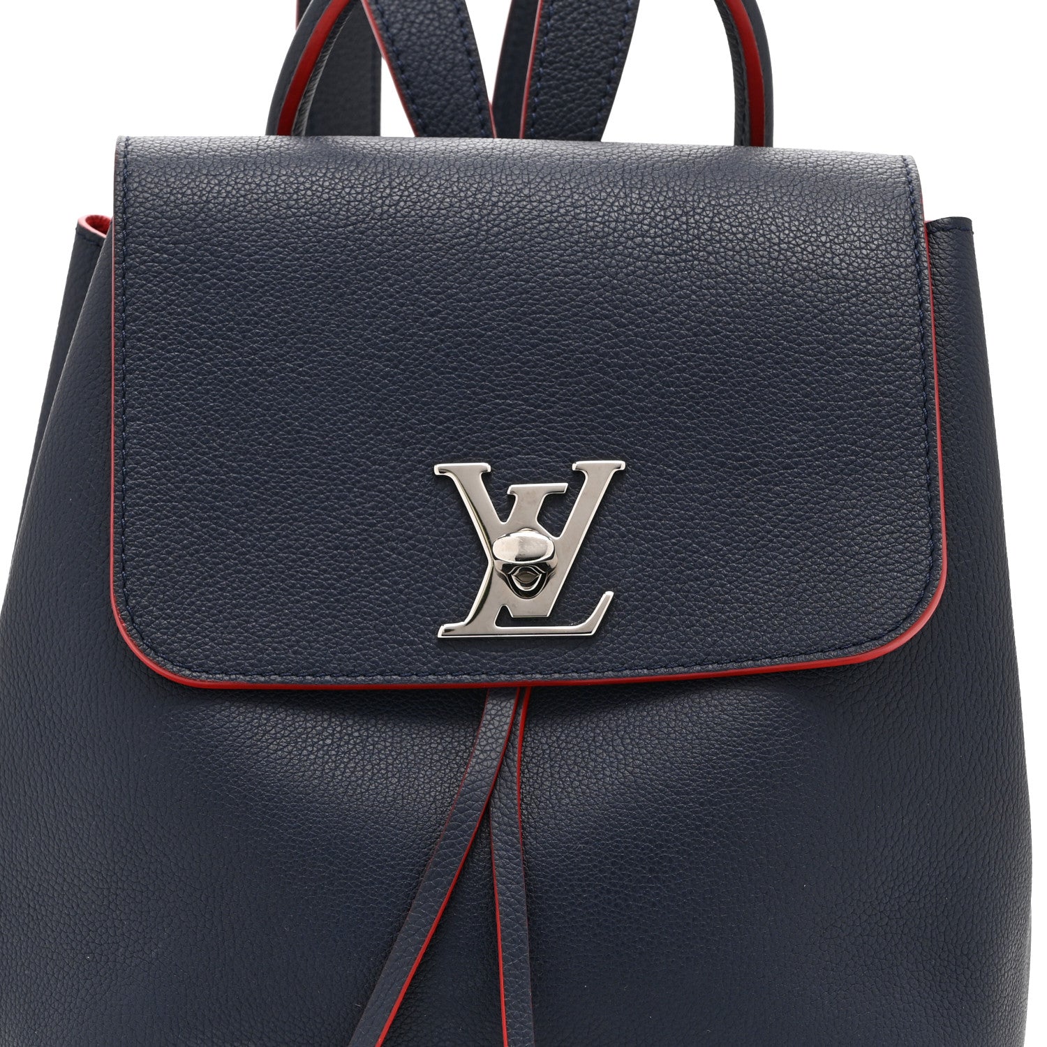 Soft Calfskin Lockme Backpack Marine Rouge