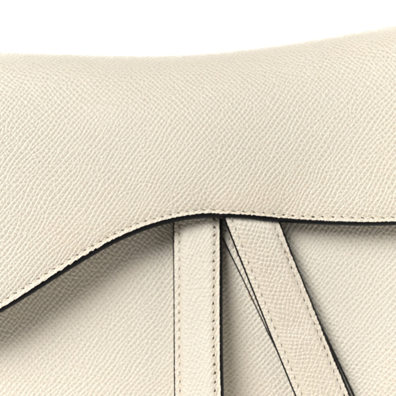 Grained Calfskin Saddle Bag White