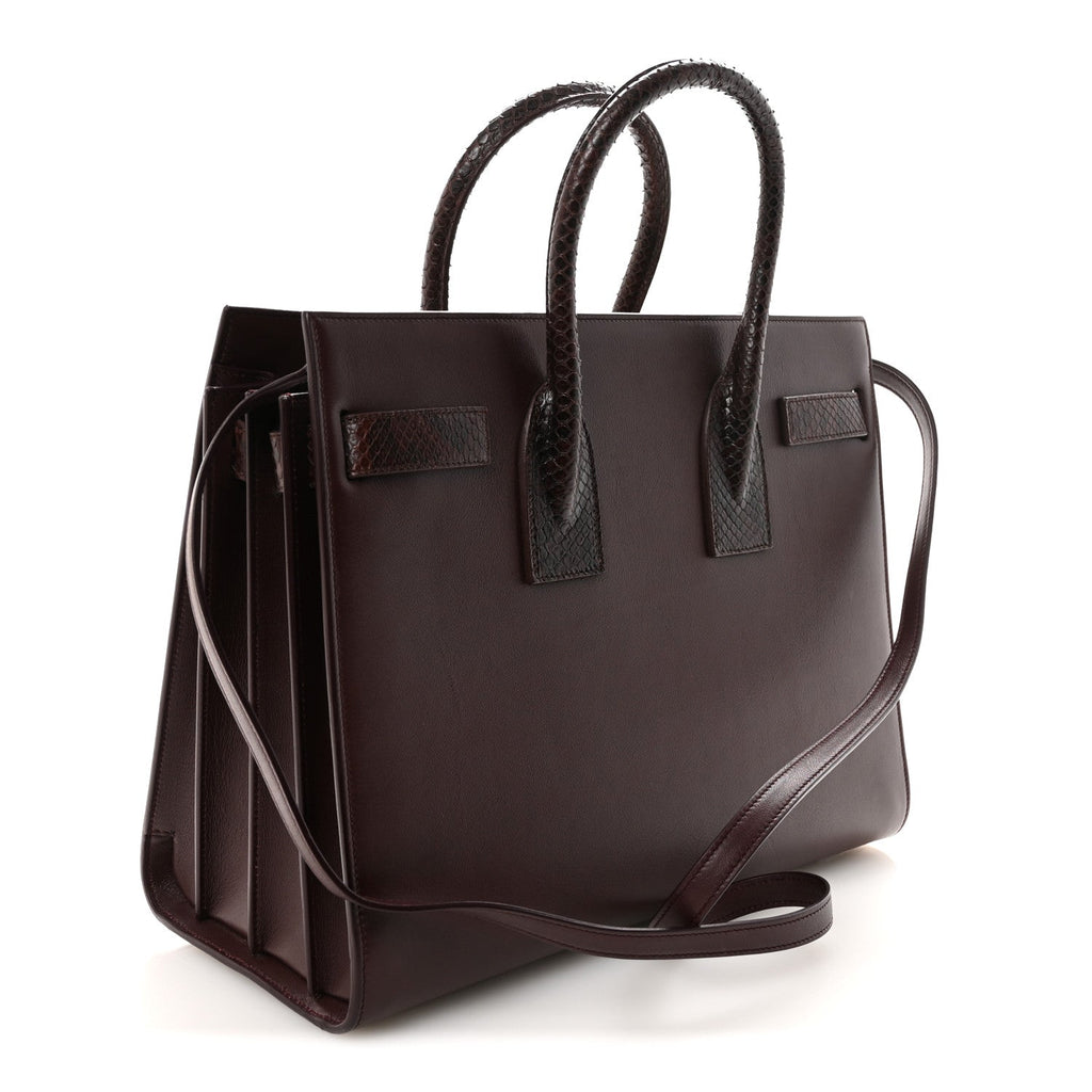 Calfskin Snakeskin Small Sac De Jour Burgundy