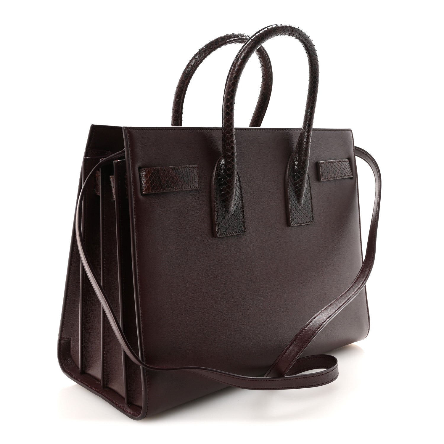 Calfskin Snakeskin Small Sac De Jour Burgundy