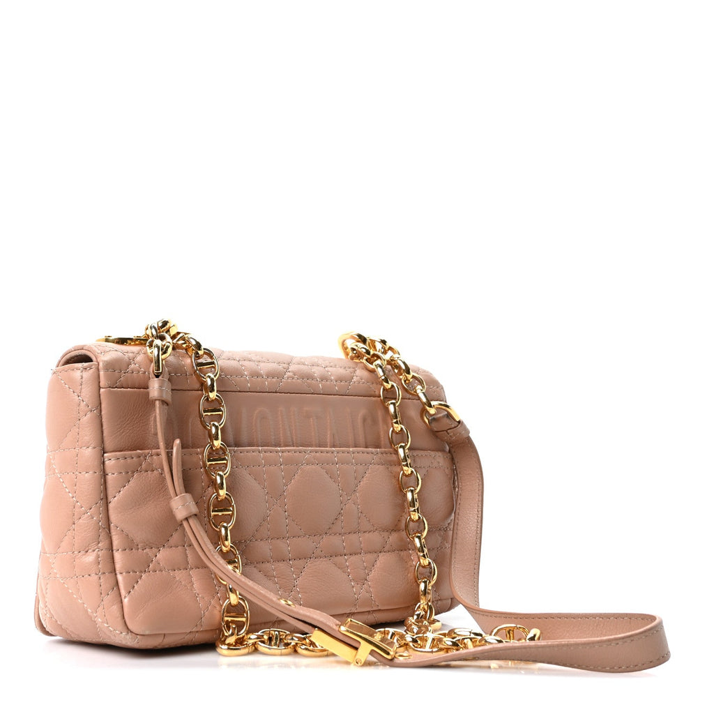 Calfskin Cannage Small Caro Bag Rose De Vents