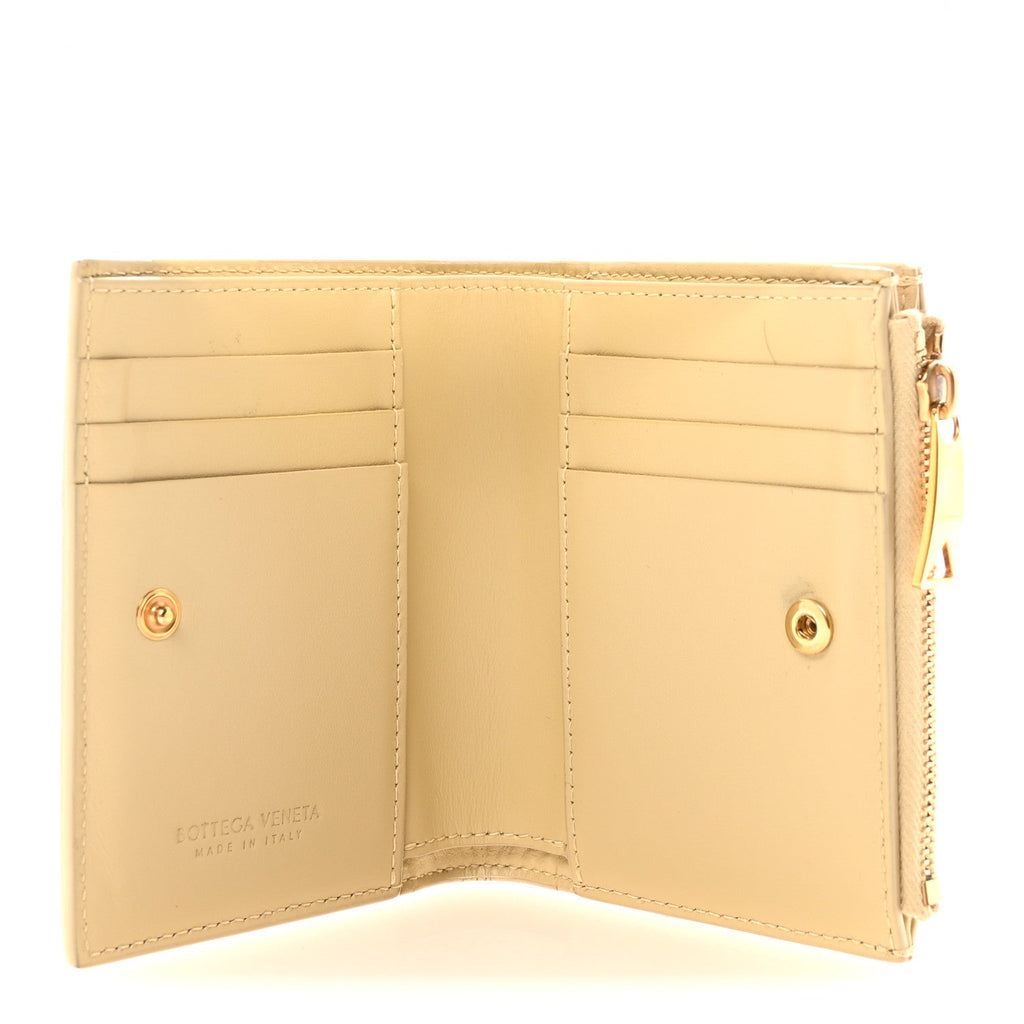 Nappa Maxi Intrecciato Small Bi-Fold Zip Wallet Porridge