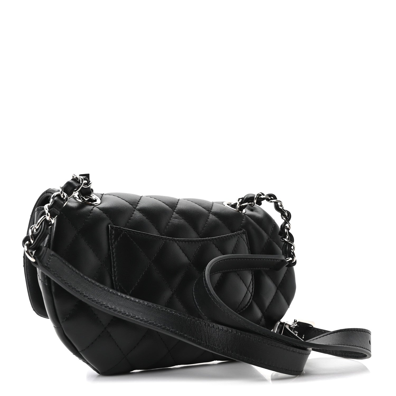 Calfskin Quilted CC Uniform Flap Belt Bag Black