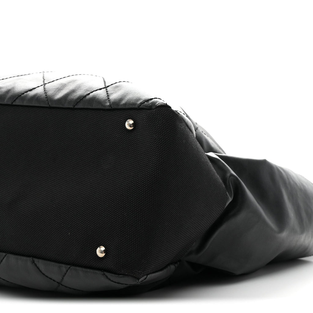 Coated Canvas Stitched XL Paris Biarritz Tote Black