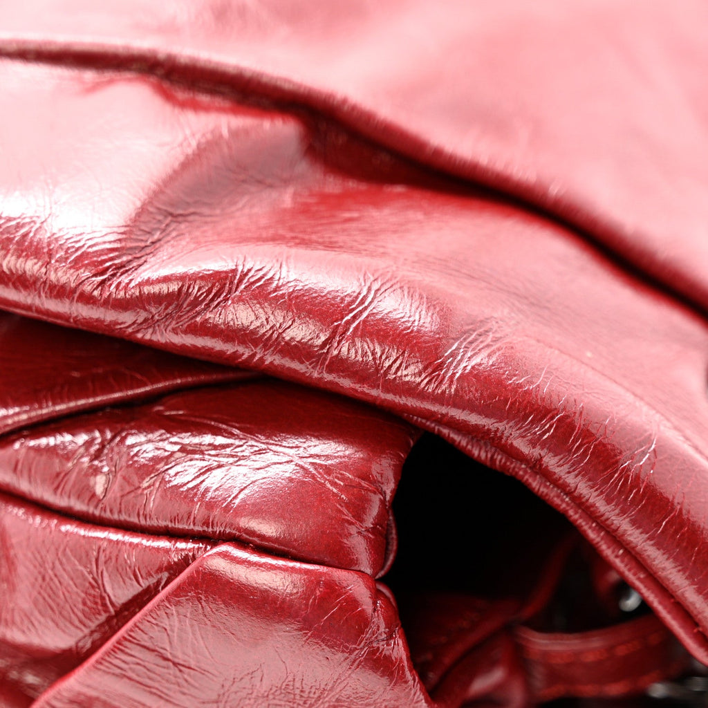 Glazed Calfskin Twisted Maxi Flap Red