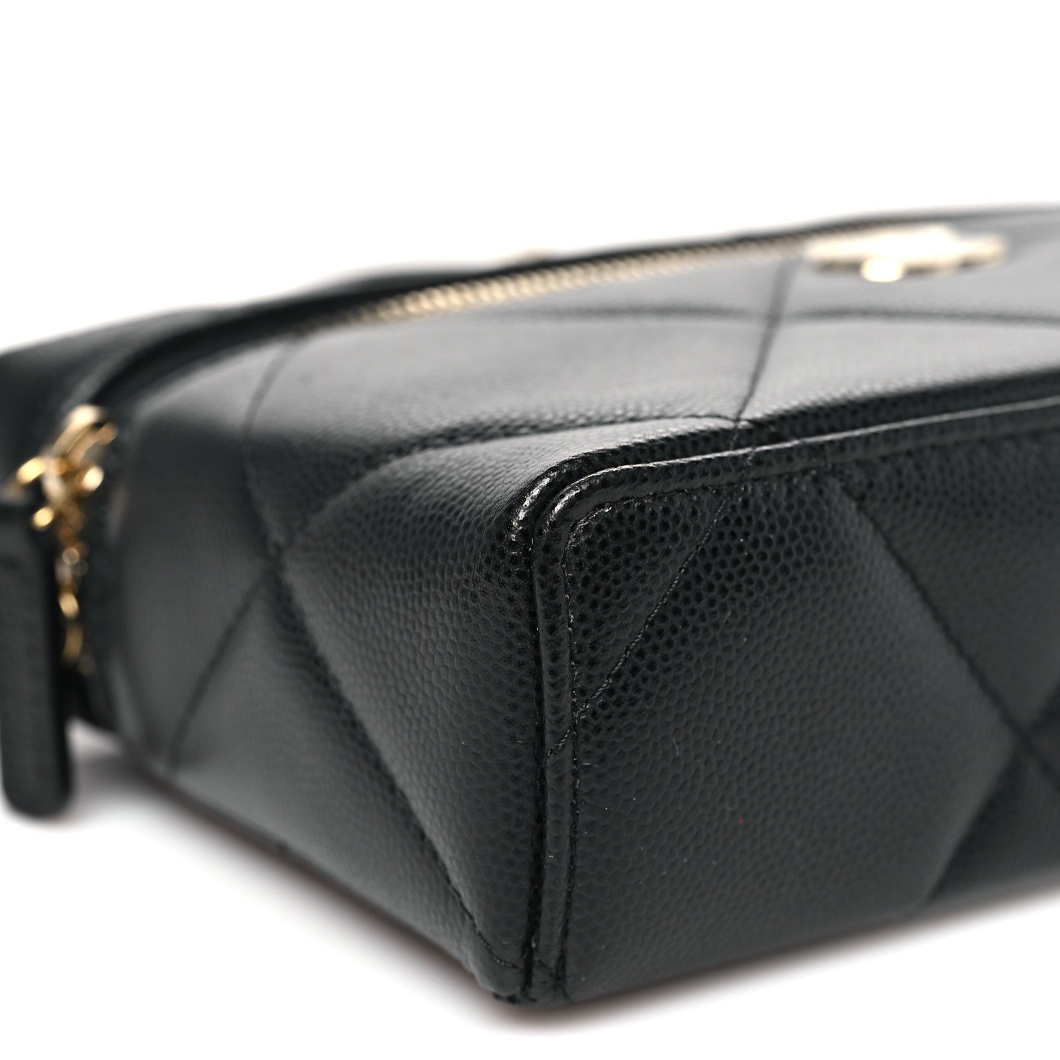 Caviar Quilted Top Handle Slim Vanity With Chain Black