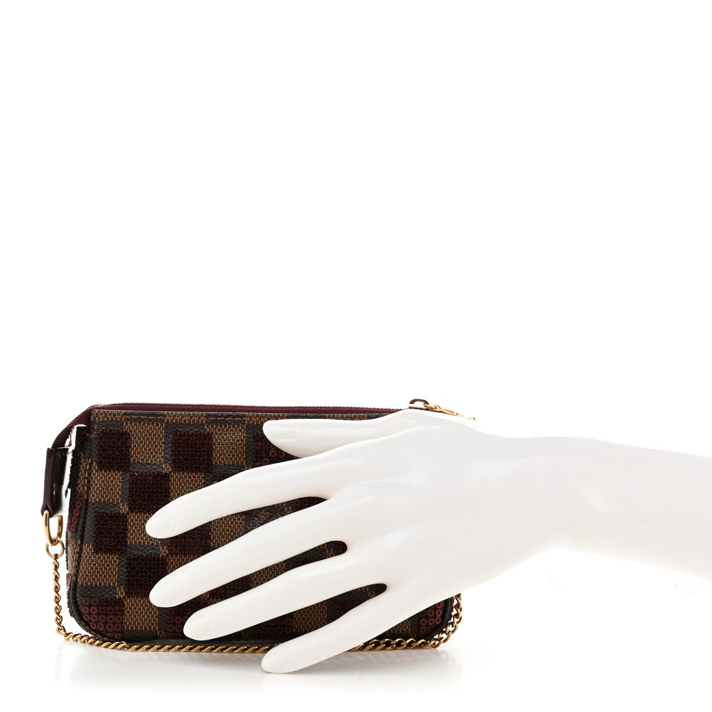 Damier Paillettes Mini Pochette Accessories Red