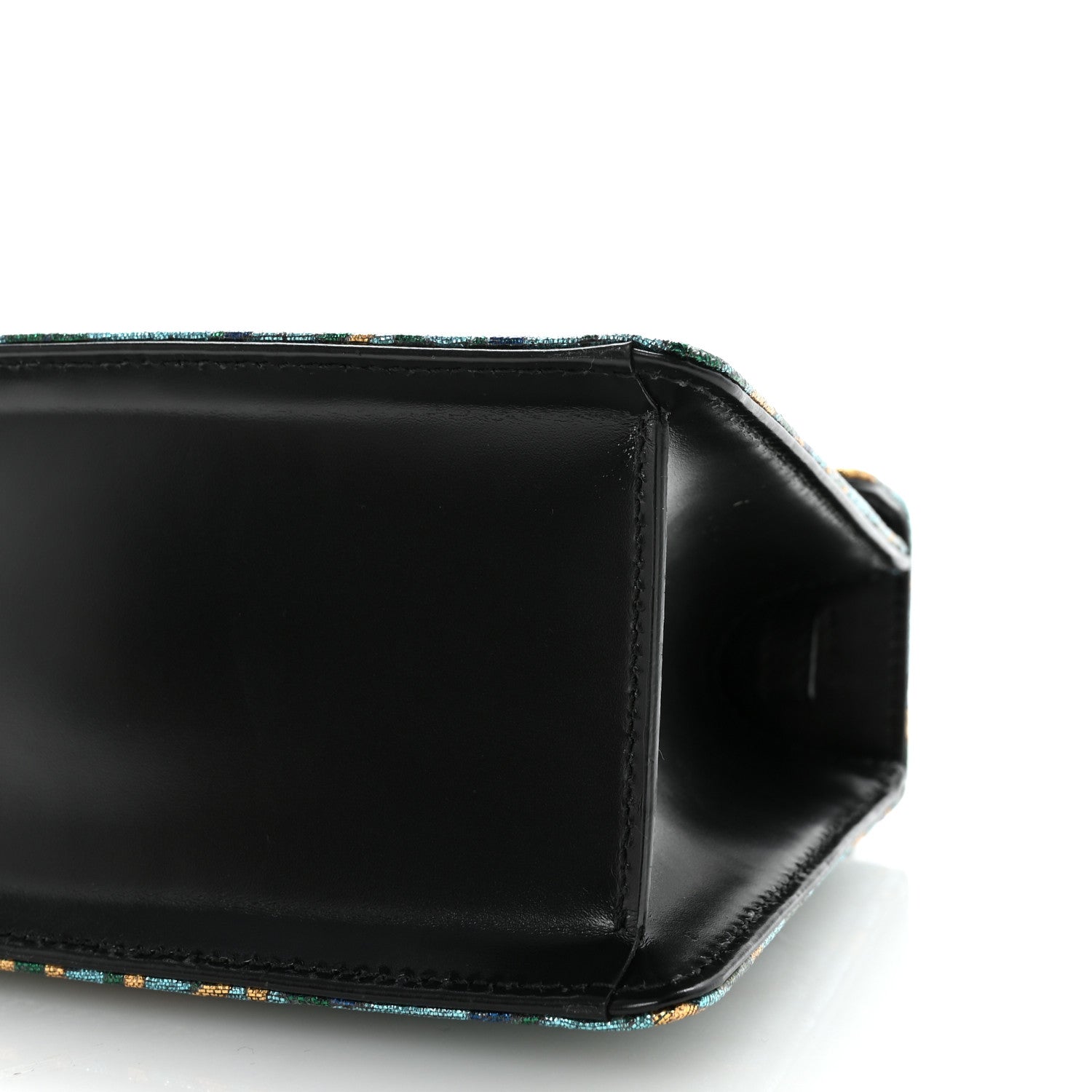 Iridescent Brocade Mini Sylvie Top Handle Bag Azure