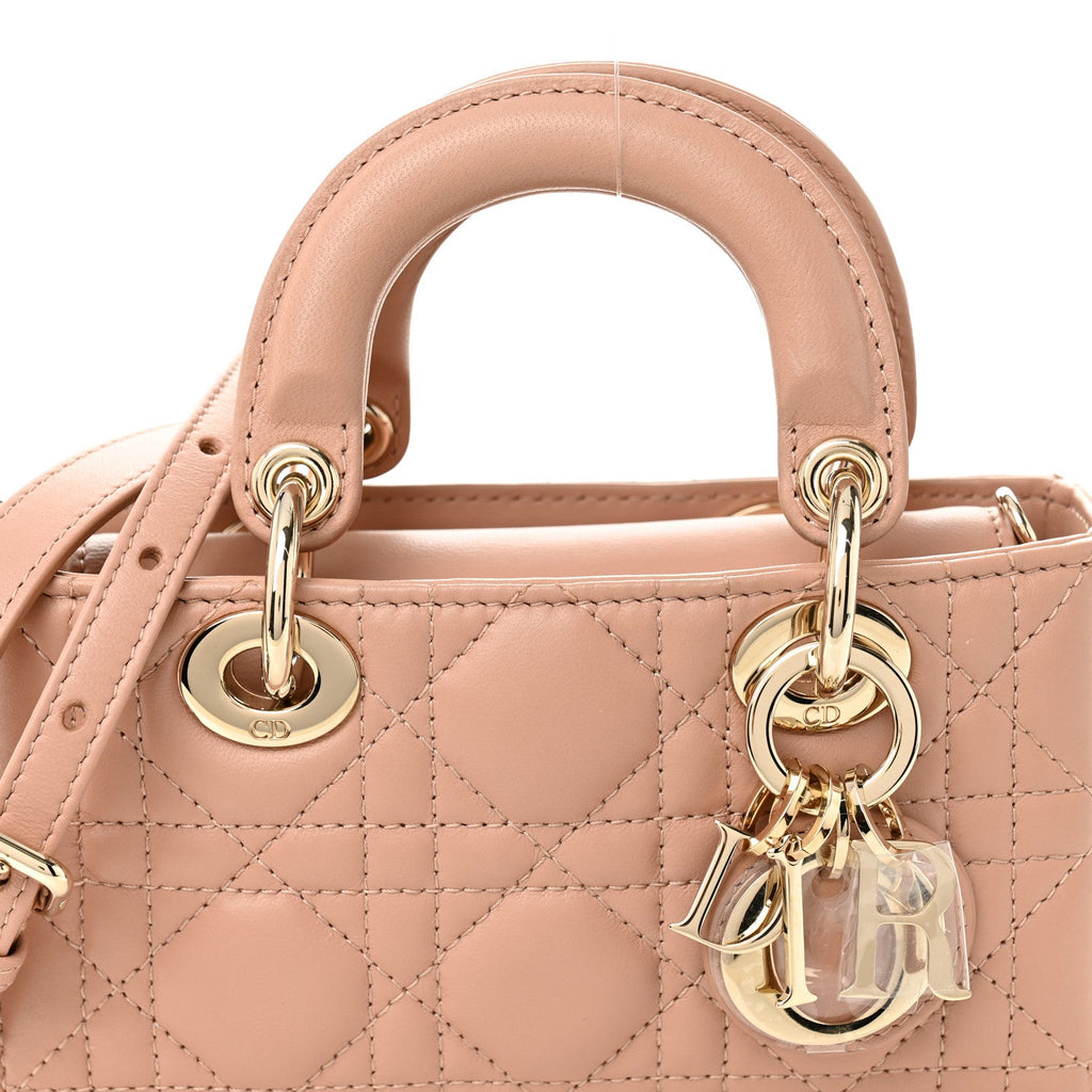 Lambskin Cannage Micro Lady D-Joy Rose Des Vents