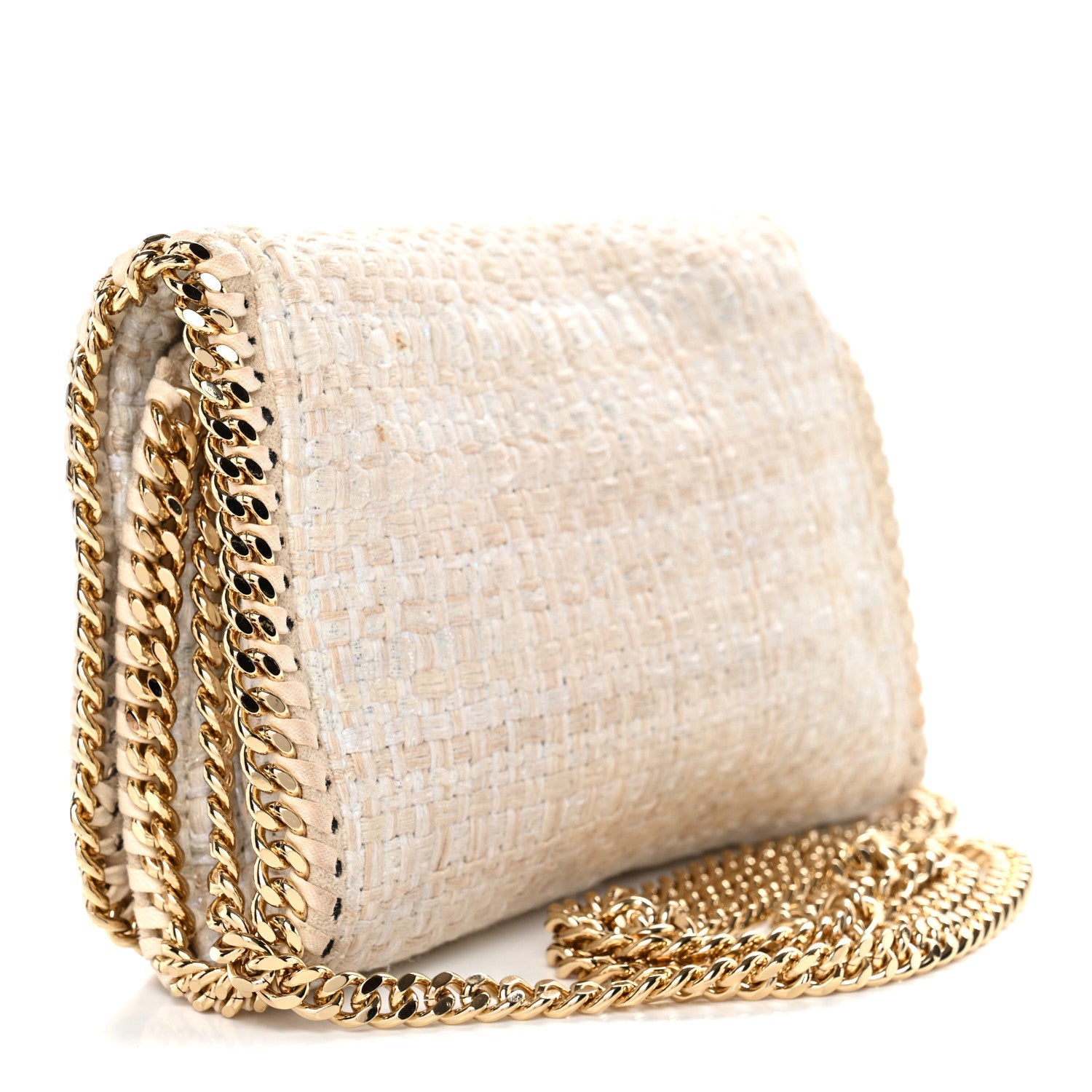 Woven Boucle Falabella Crossbody Bag White Beige