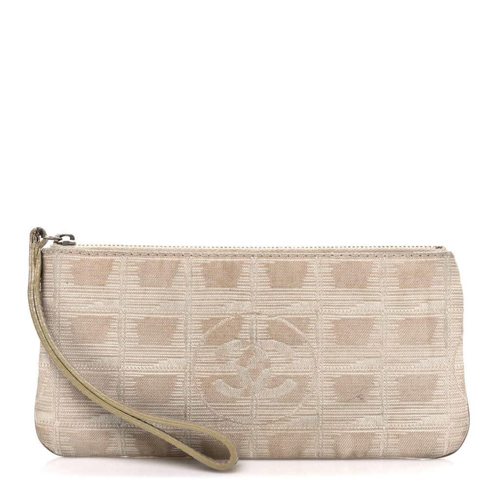 Nylon Travel Ligne Zip Wristlet Beige