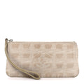 Nylon Travel Ligne Zip Wristlet Beige