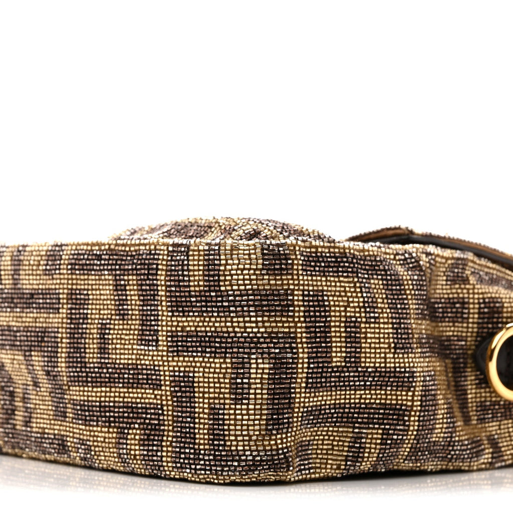 Vitello King Beaded Zucca Baguette Mogano Panna Ebano
