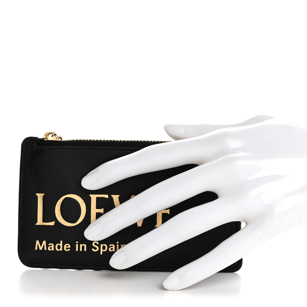 Calfskin Logo Coin  Holder Black