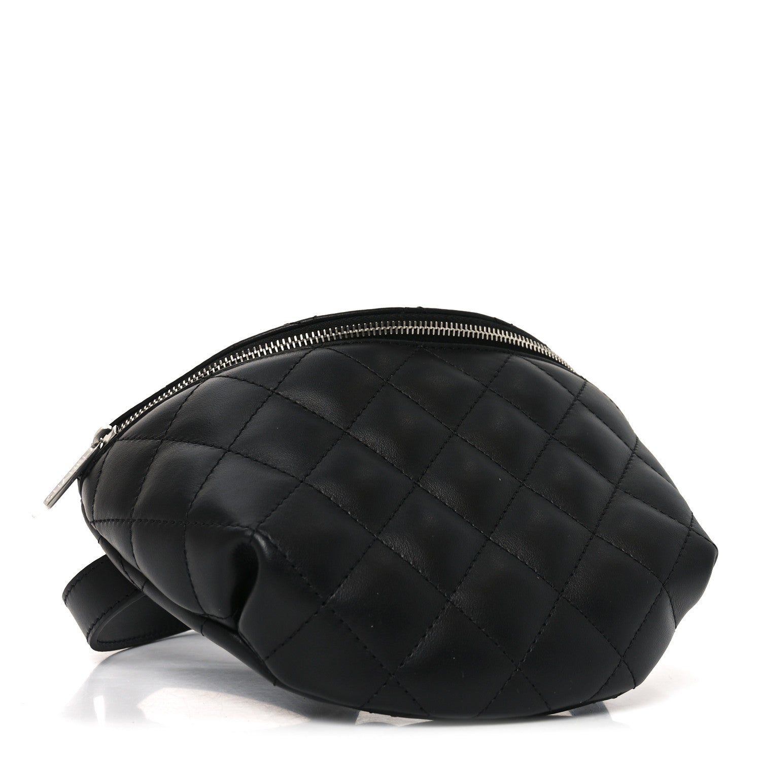 Calfskin Quilted Uniform Waist Belt Bag Black