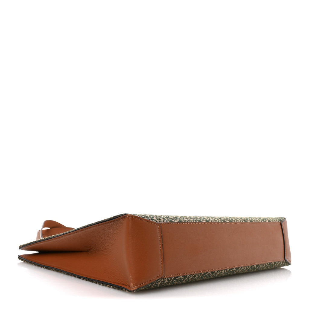 Jacquard Anagram Calfskin Buckle Tote Green