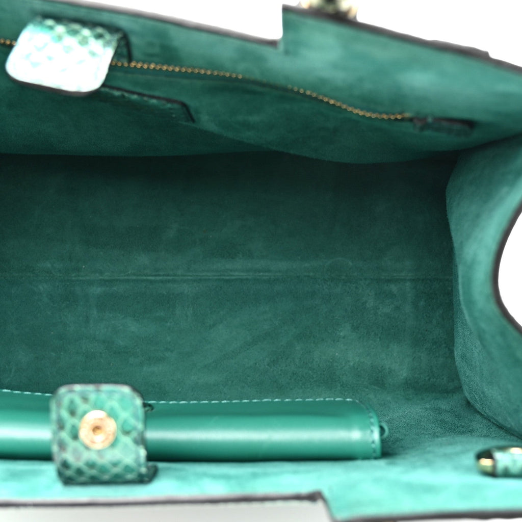 Snakeskin Medium Serpenti Top Handle Tote Emerald