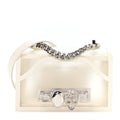 Polyurethane Calfskin Transparent Jeweled Knuckle Satchel Clear White