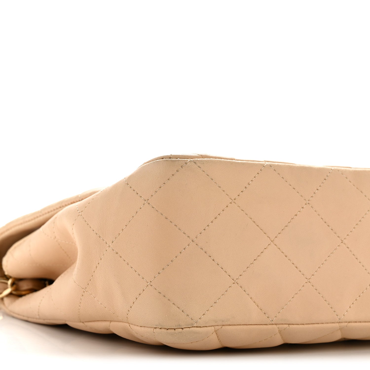 Lambskin Quilted Jumbo Single Flap Beige