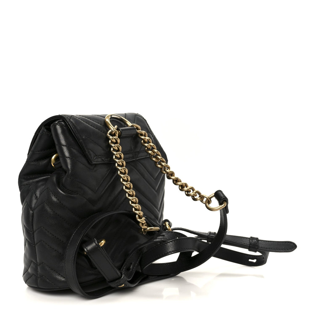 Calfskin Matelasse GG Marmont Flap Backpack Black