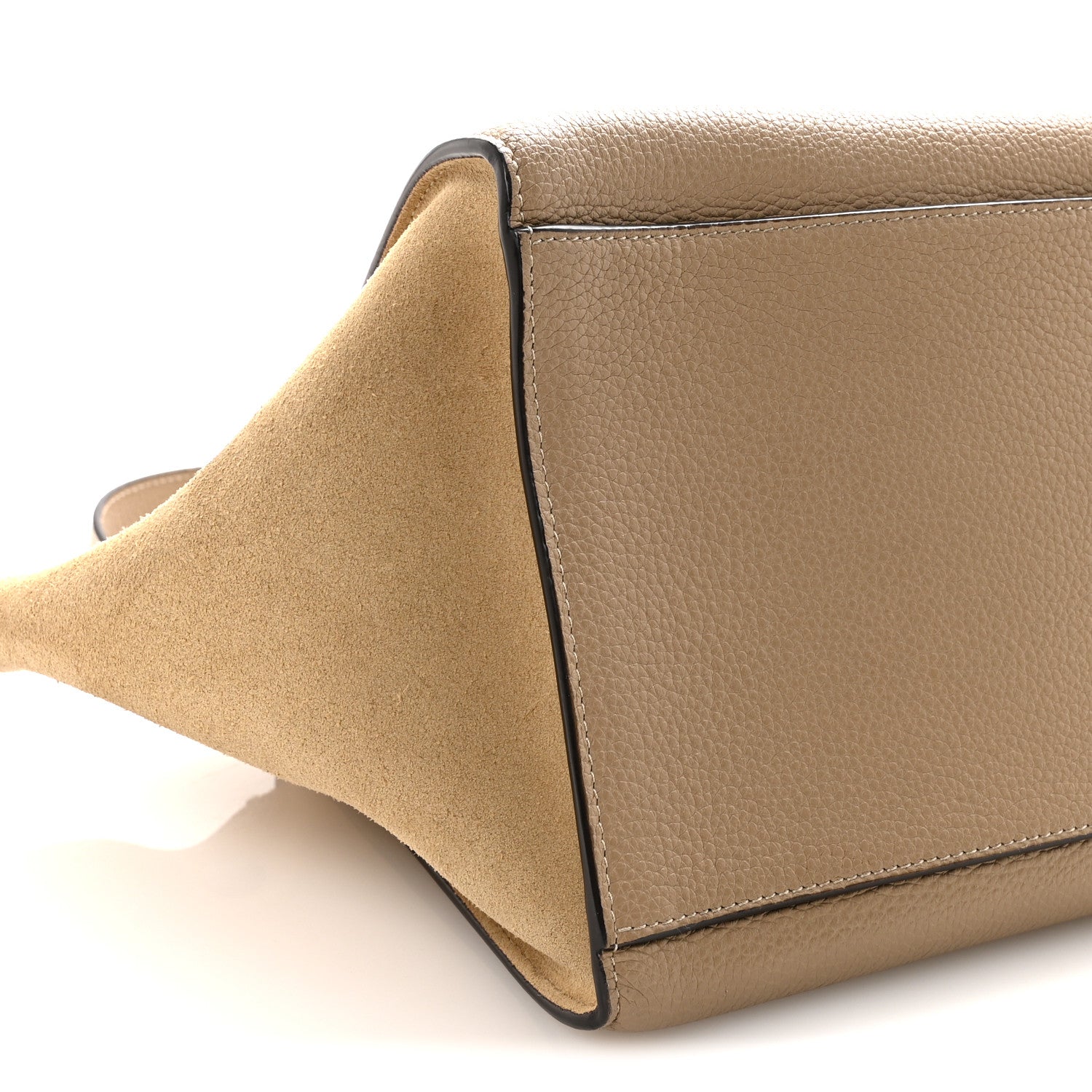 Drummed Calfskin Suede Medium Trapeze Dune
