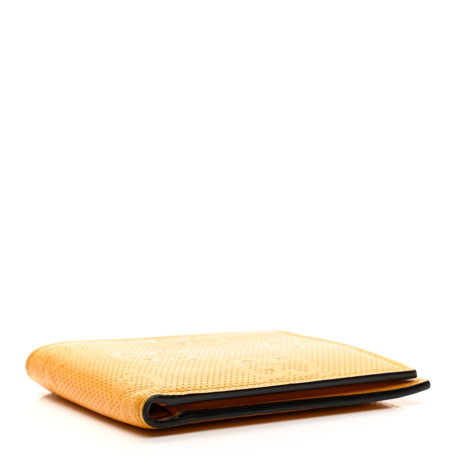 Calfskin GG Tennis Embossed Bi-Fold Wallet Yellow Tangerine