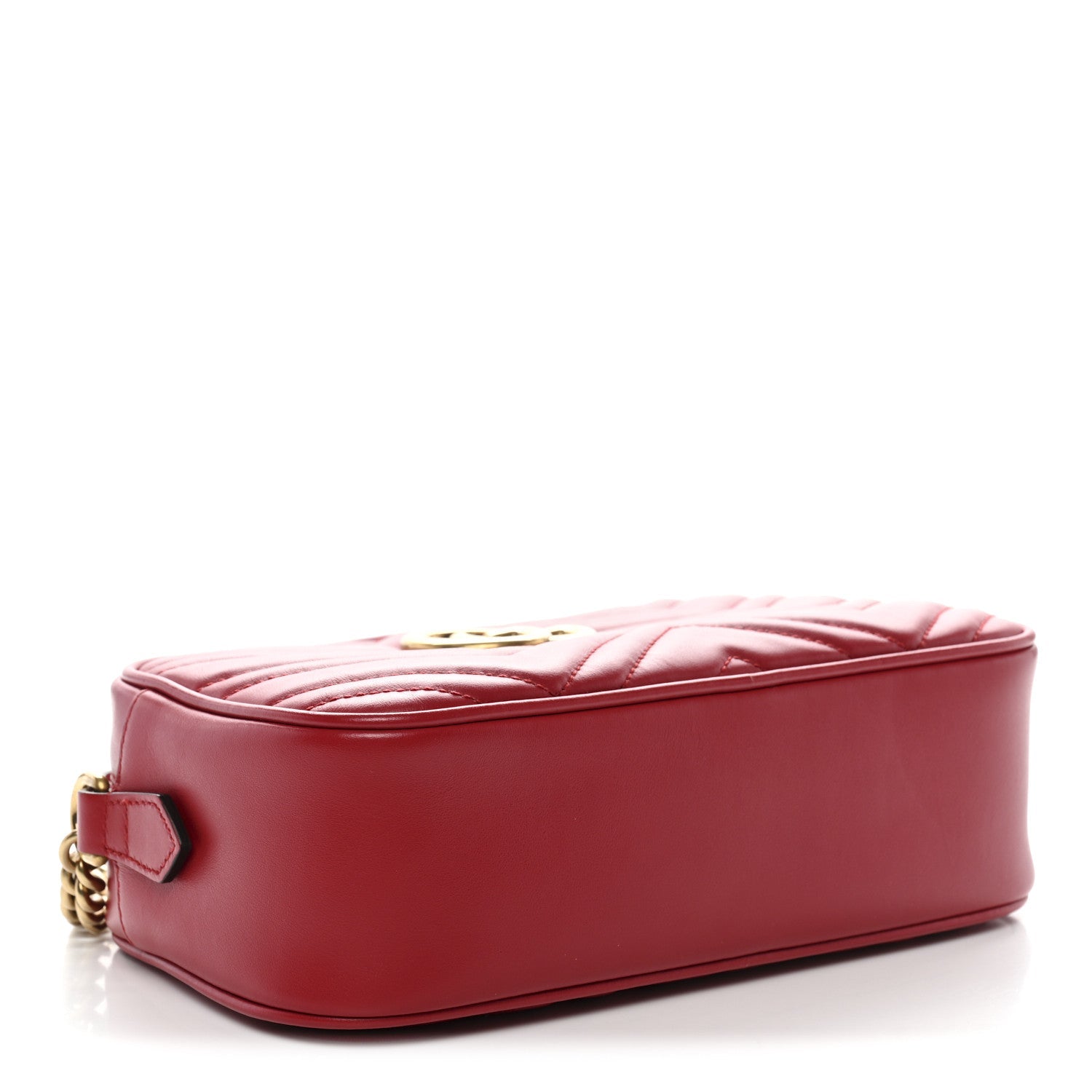 Calfskin Matelasse Small GG Marmont Chain Shoulder Bag Hibiscus Red