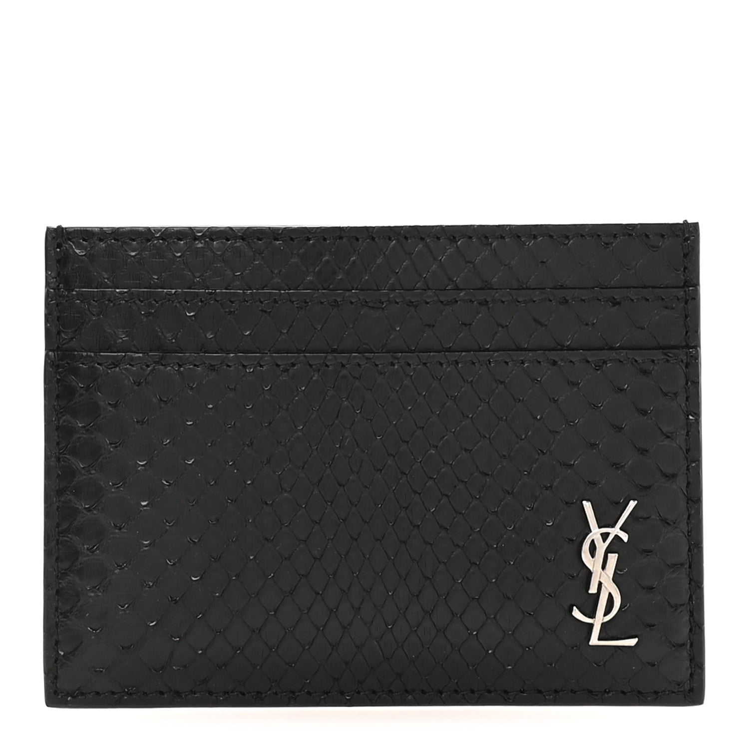 Snakeskin Monogram Credit  Case Black