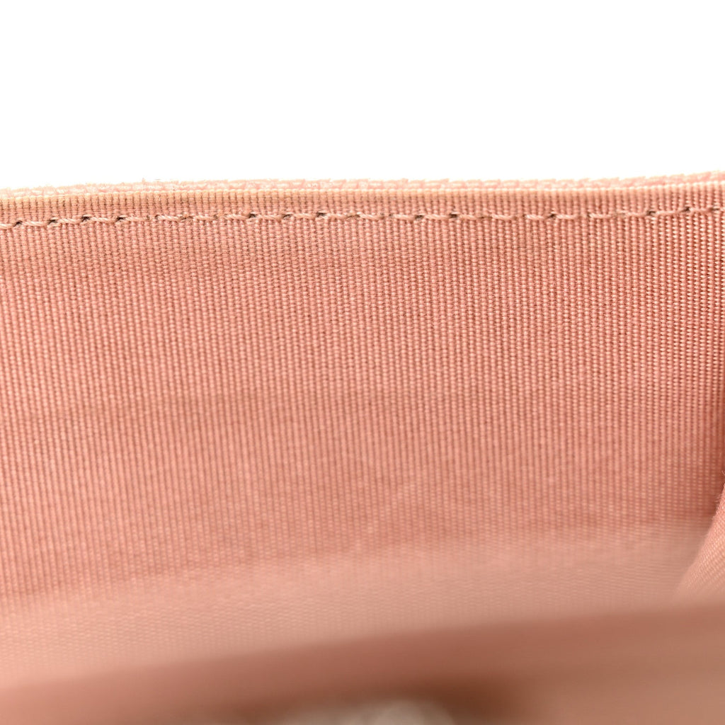 Metallic Caviar Chevron Quilted Vintage Mademoiselle Flap  Holder Pink