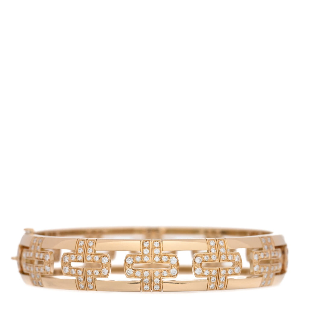 18K Yellow Gold Diamond Parentesi Bangle Bracelet