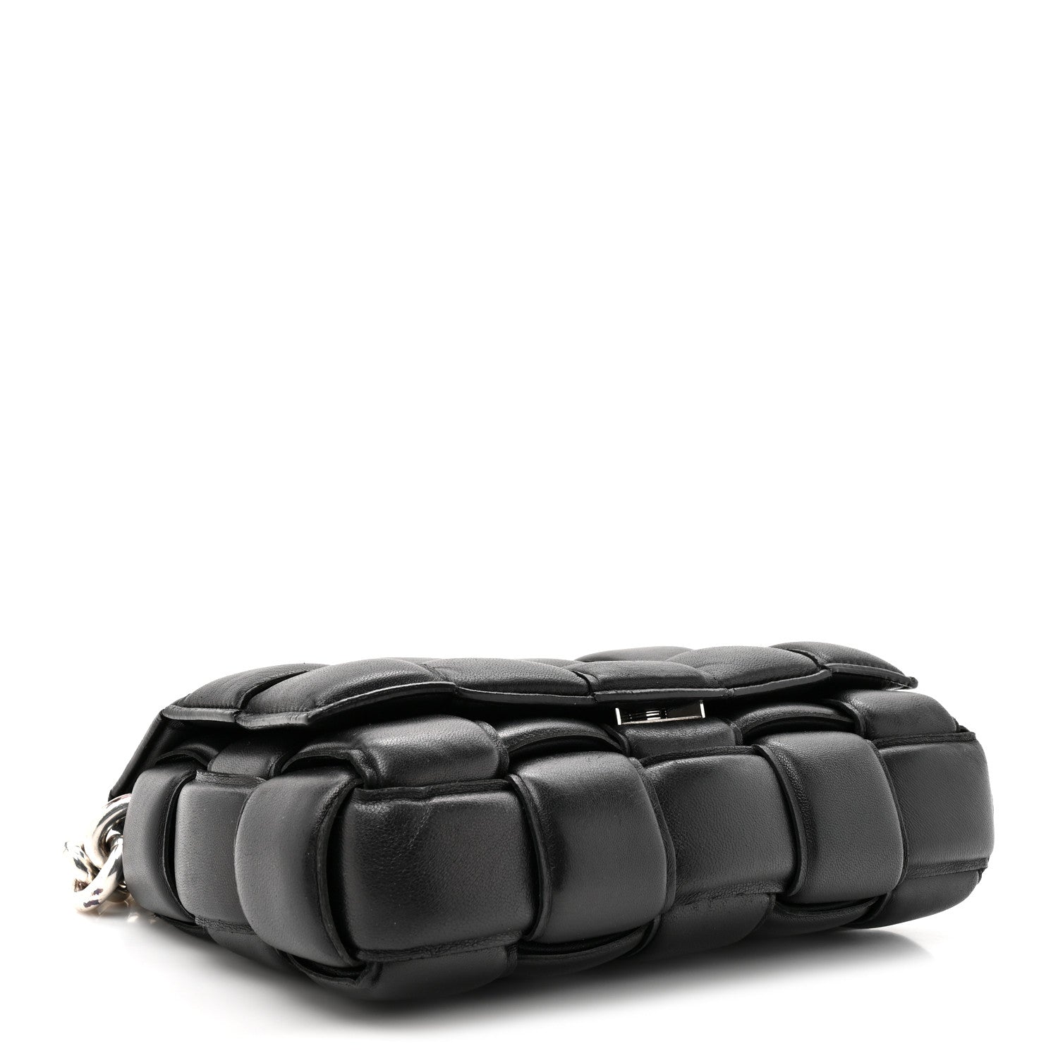 Lambskin Maxi Intreccio Padded Chain Cassette Crossbody Bag Black