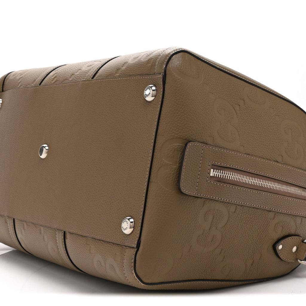 Piuma Calfskin Jumbo GG Embossed Large Duffle Bag Good Taupe