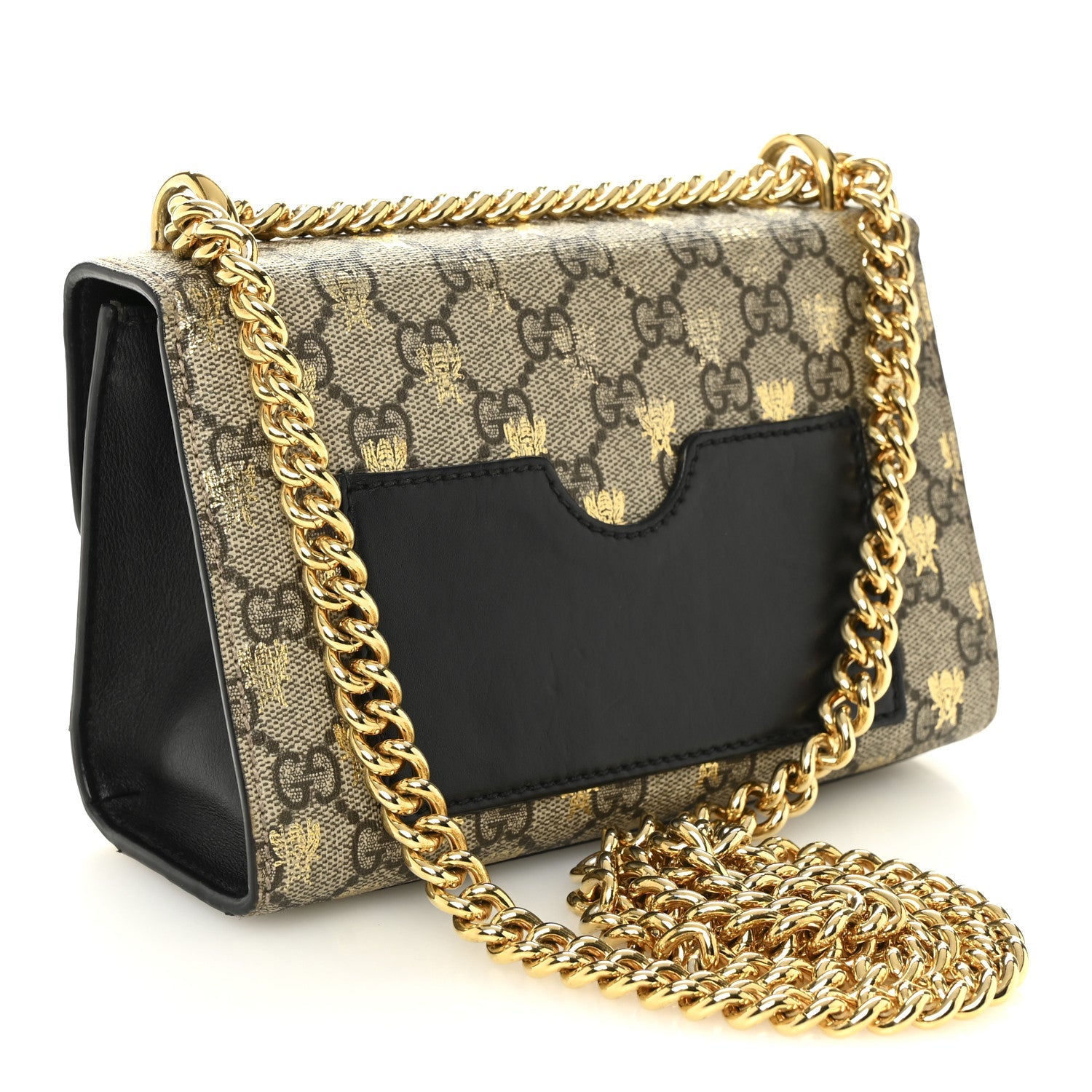 GG Supreme Monogram Bees Small Padlock Shoulder Bag Black