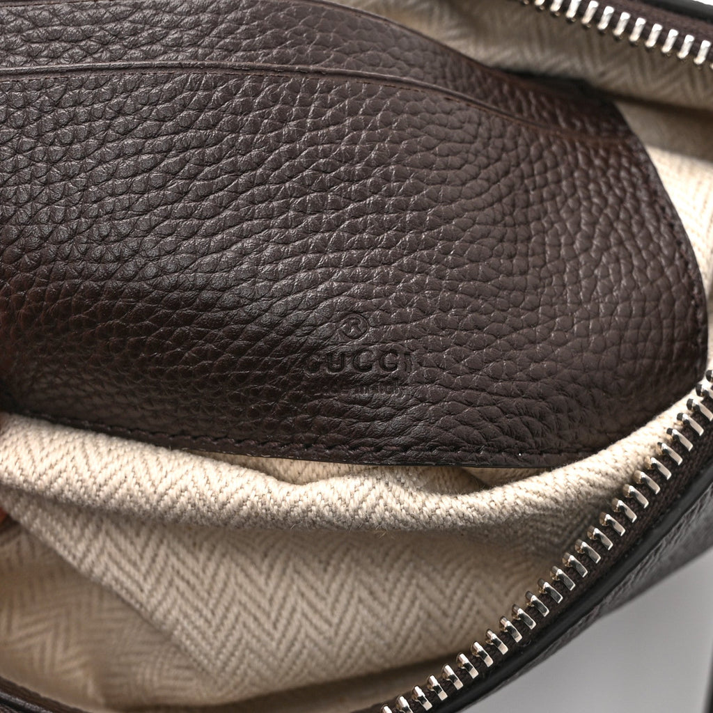 Pebbled Calfskin Mini B Shoudler Bag Dark Brown
