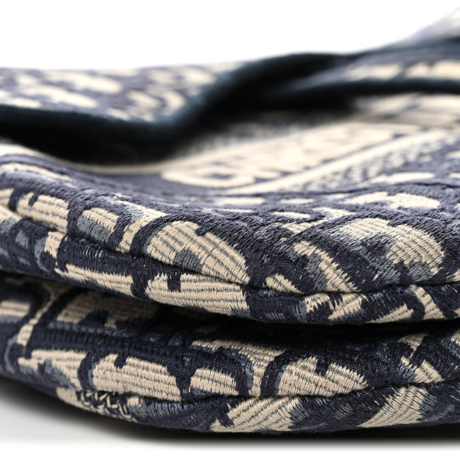 Oblique Embroidered Saddle Bag Blue
