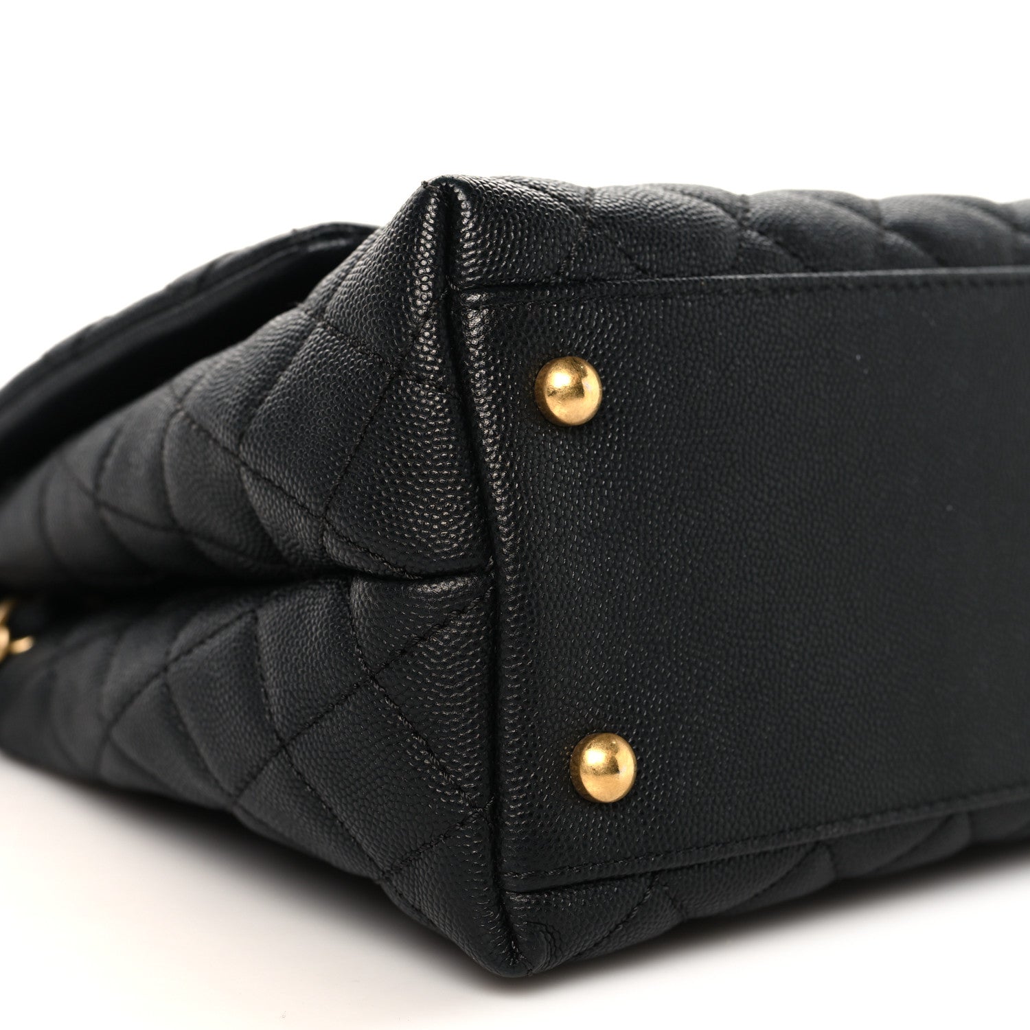 Caviar Quilted Small Coco Handle Flap Black