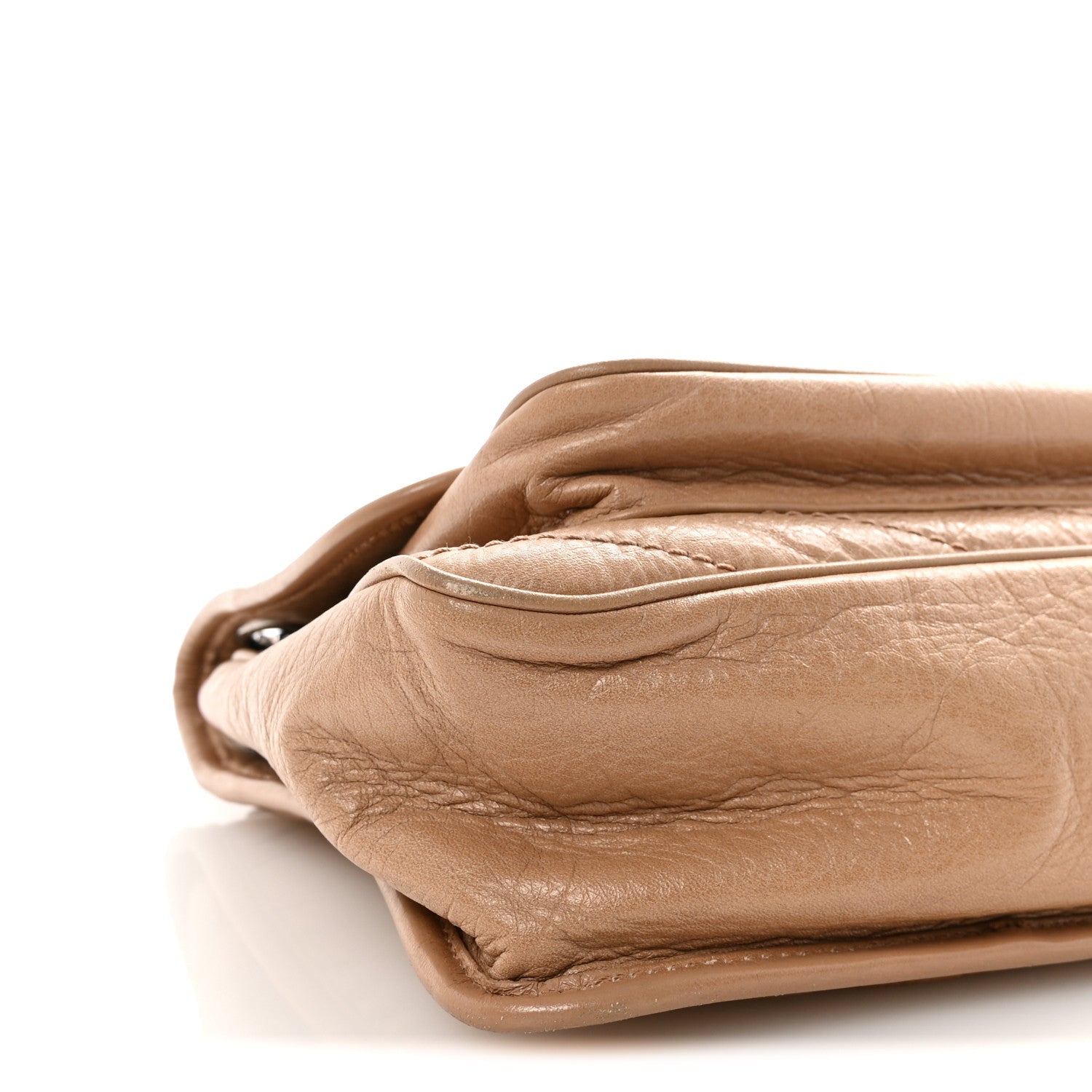 Crinkled Calfskin Matelasse Monogram Medium Niki Chain Satchel Light Taupe