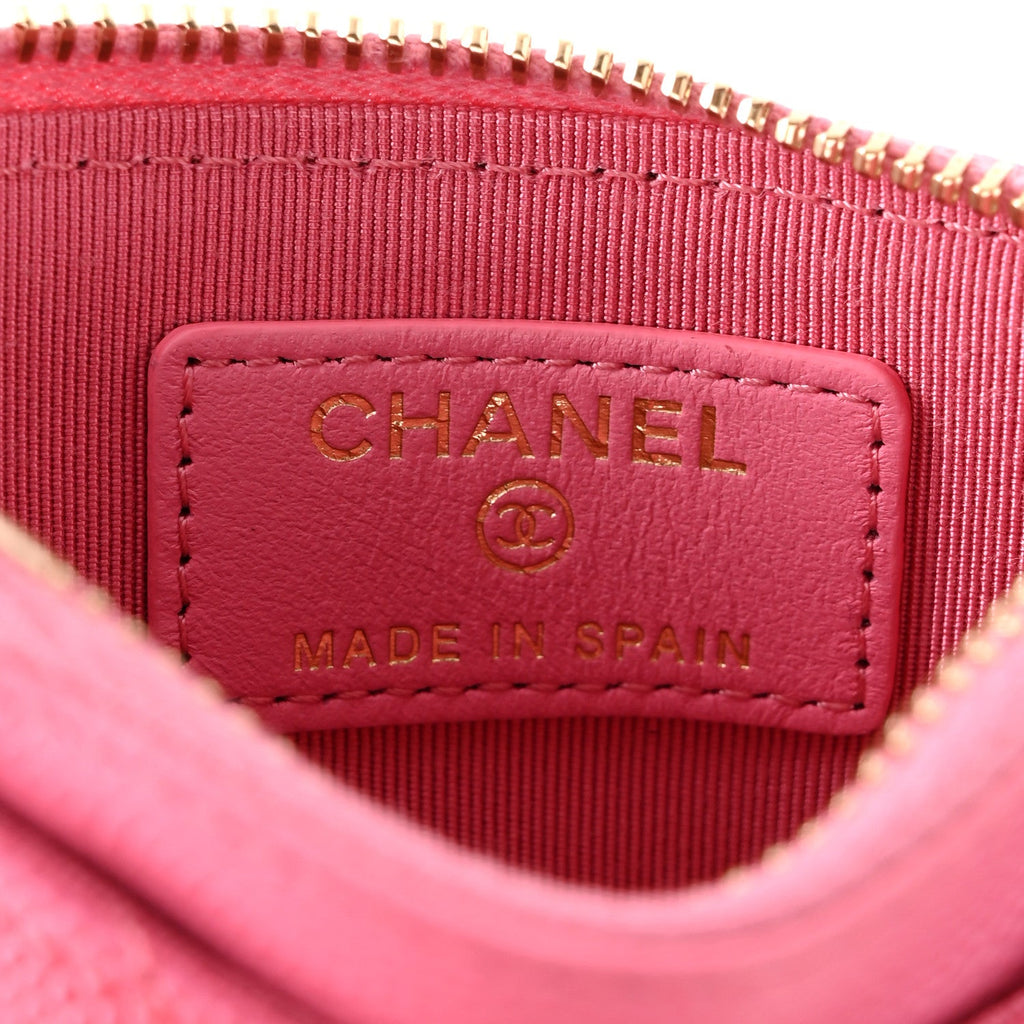Caviar Quilted CC Zip  Holder Pink