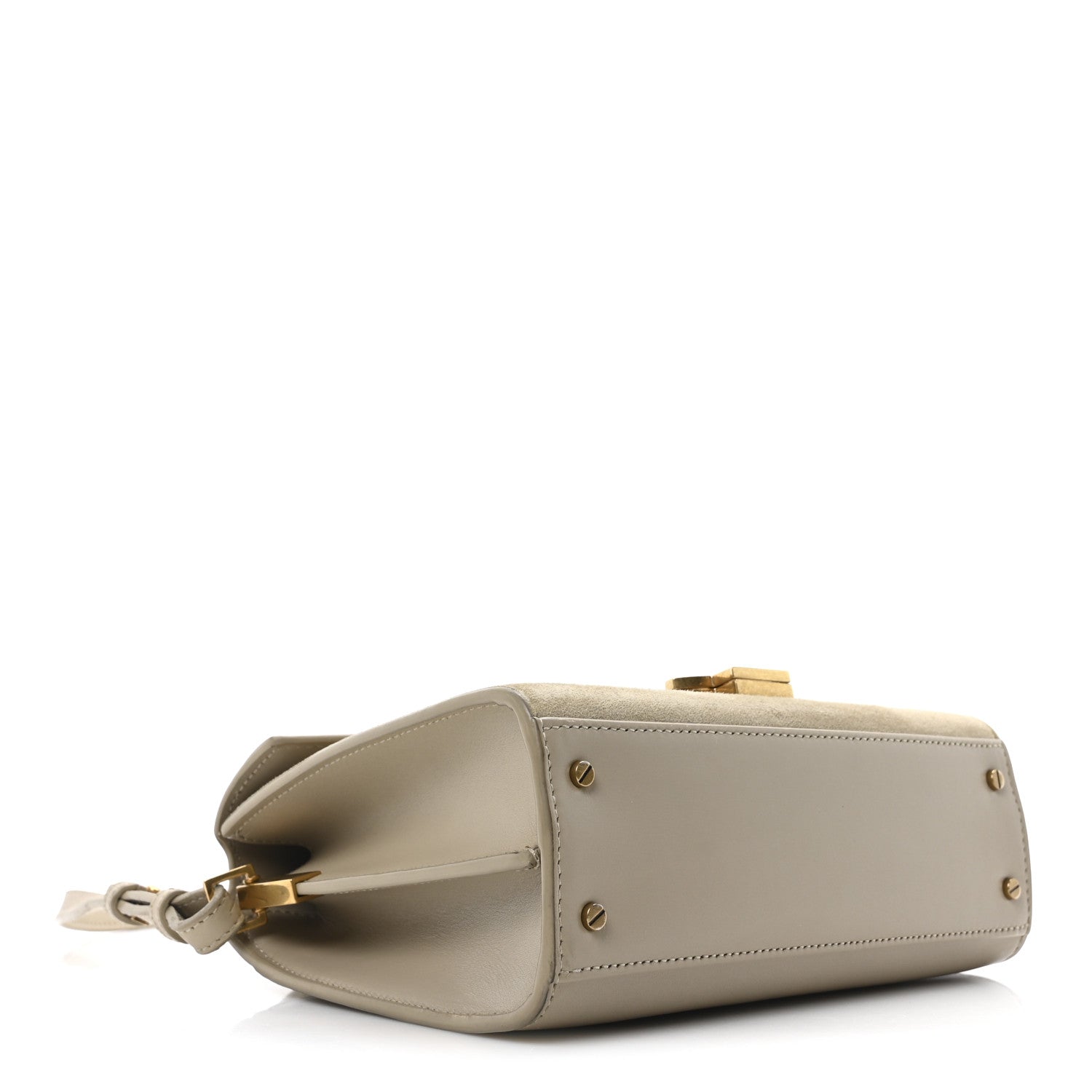 Kid Suede Smooth Calfskin Mini Classic Monogram Cassandra Top Handle Sea Salt