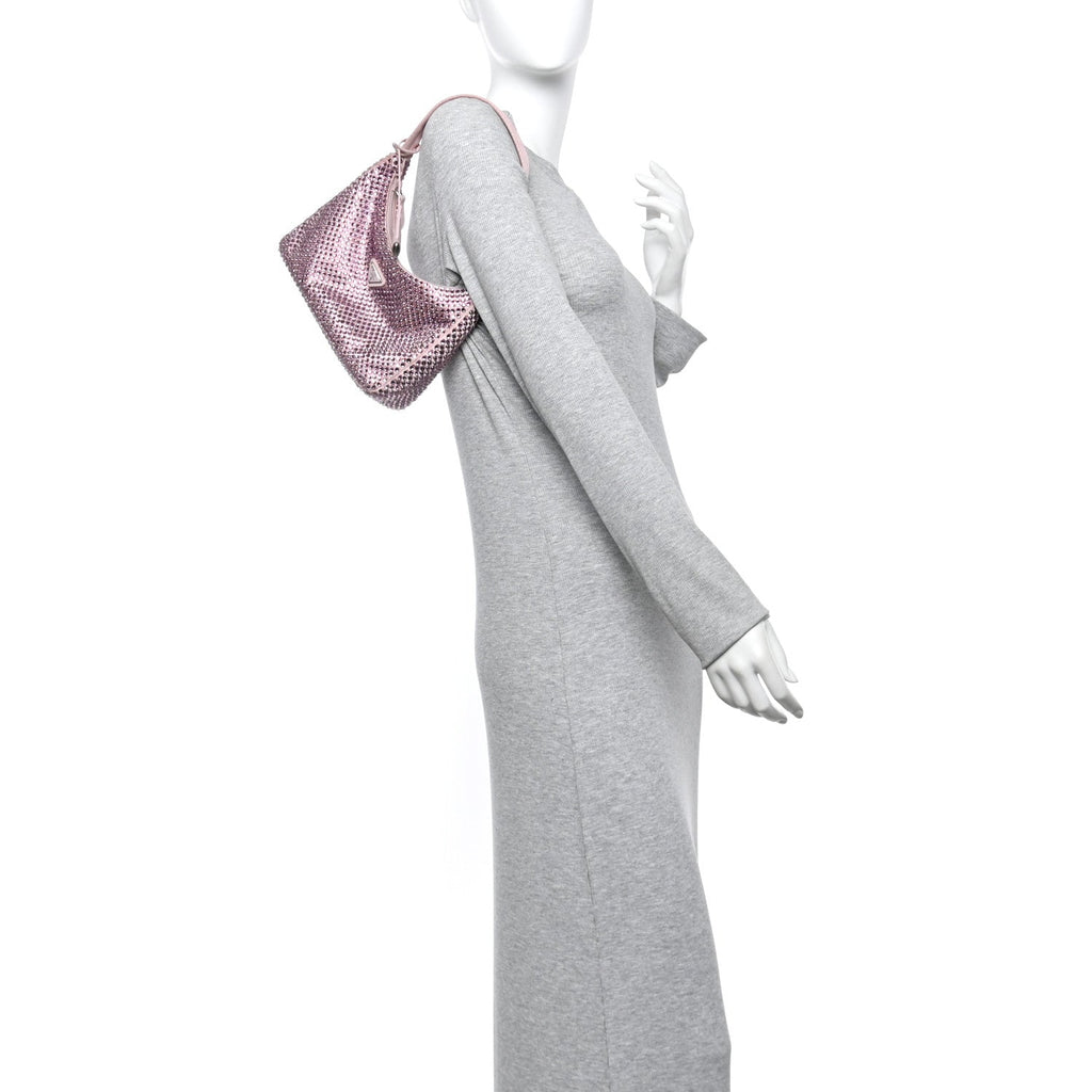 Satin Crystal Mini Re-Edition 2000 Bag Alabastro