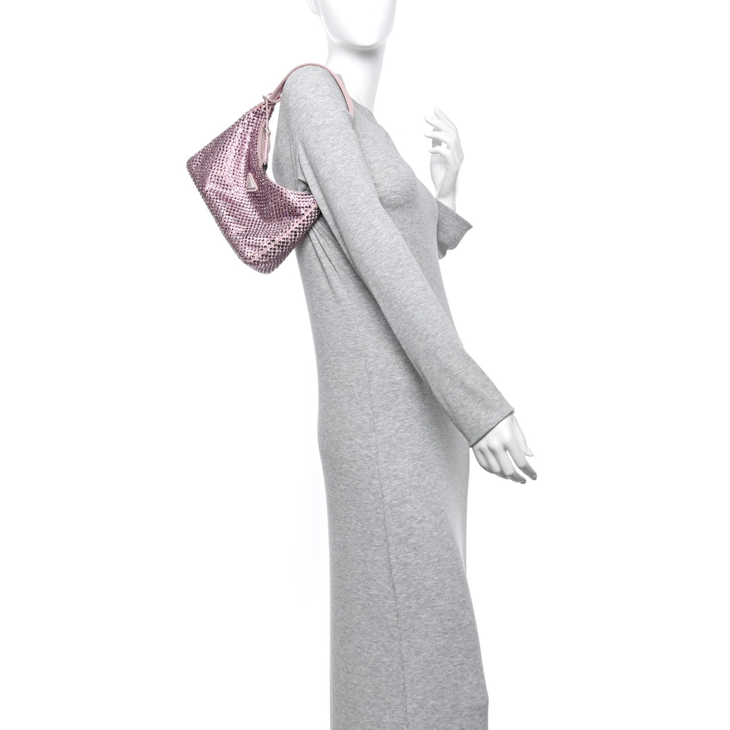 Satin Crystal Mini Re-Edition 2000 Bag Alabastro