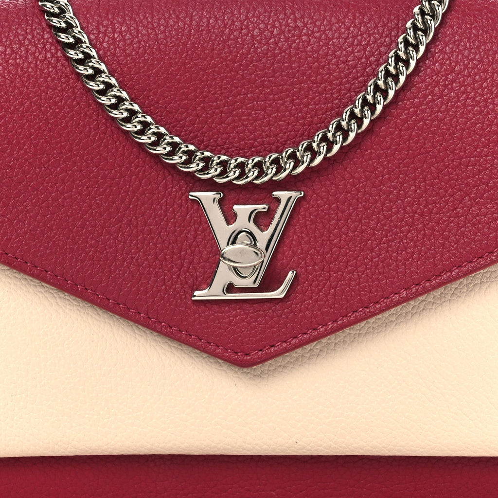 Calfskin My Lockme Chain Pochette Lie De Vin Etain Creme