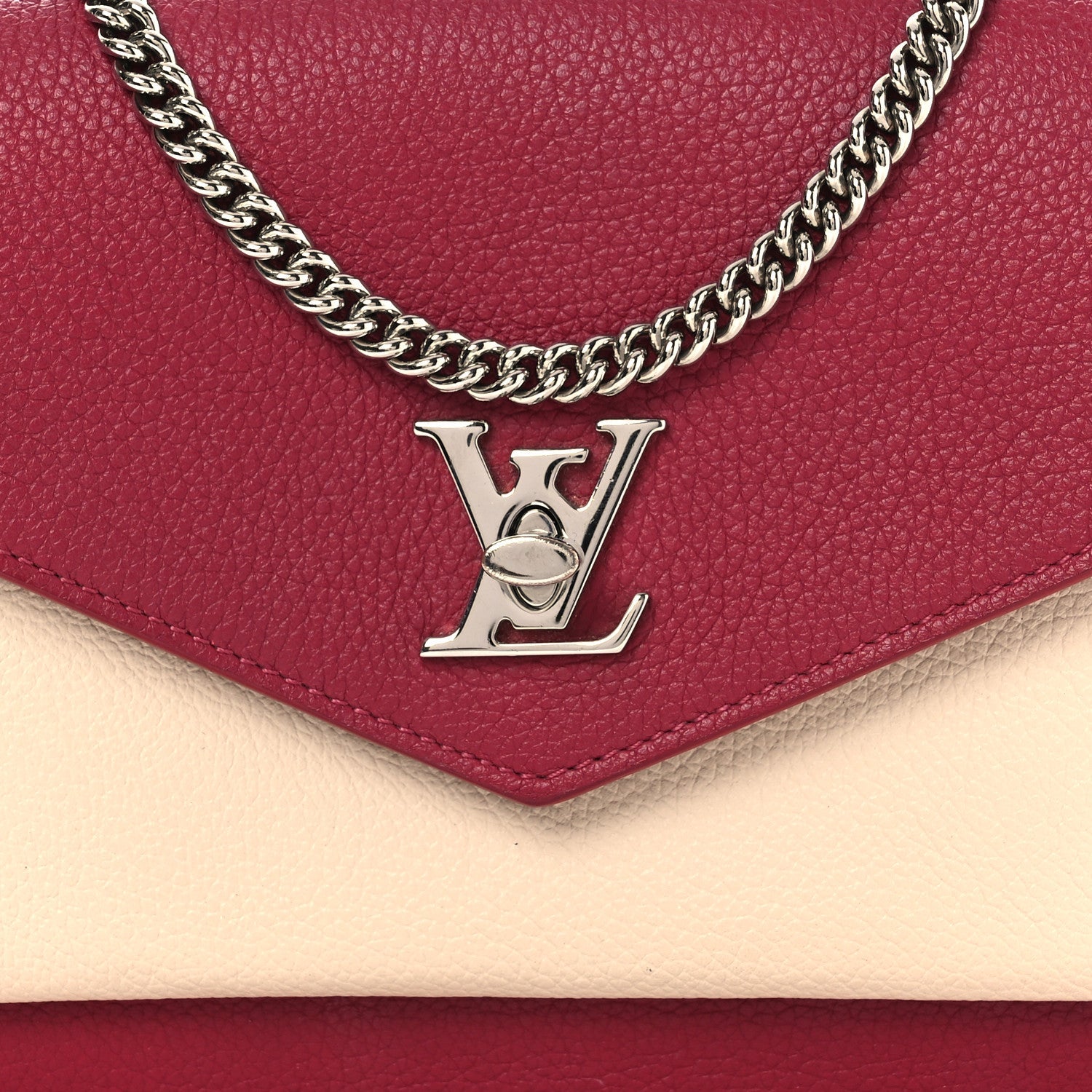 Calfskin My Lockme Chain Pochette Lie De Vin Etain Creme